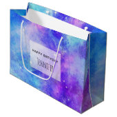 Paarse en Blauwe Galaxy Space Abstract Verjaardag Groot Cadeauzakje (Voorkant Gekanteld)