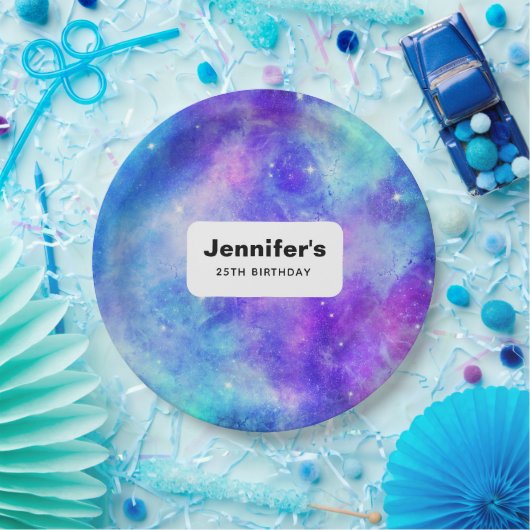 Paarse en Blauwe Galaxy Space Abstract Verjaardag Papieren Bordje (Feest)