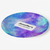 Paarse en Blauwe Galaxy Space Abstract Verjaardag Papieren Bordje (Gekanteld)