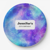 Paarse en Blauwe Galaxy Space Abstract Verjaardag Papieren Bordje (Voorkant)