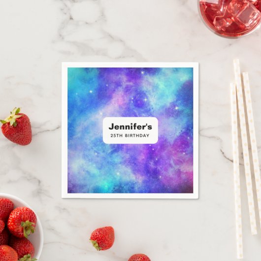 Paarse en Blauwe Galaxy Space Abstract Verjaardag Servet (Insitu)