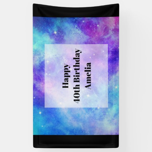 Paarse en Blauwe Galaxy Space Abstract Verjaardag Spandoek (Verticaal)