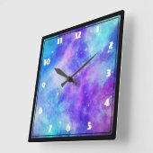Paarse en Blauwe Galaxy Space Abstract Vierkante Klok (Hoek)