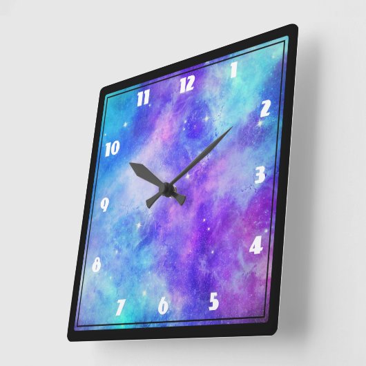 Paarse en Blauwe Galaxy Space Abstract Vierkante Klok (Hoek)