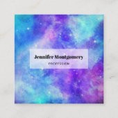 Paarse en Blauwe Galaxy Space Abstract Vierkante Visitekaartje (Voorkant)
