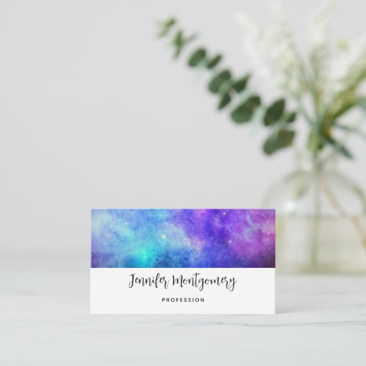 Paarse en Blauwe Galaxy Space Abstract Visitekaartje (Staand voorkant)