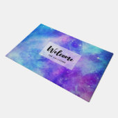 Paarse en Blauwe Galaxy Space Abstract Welkom Deurmat (Schuin)