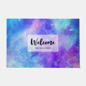 Paarse en Blauwe Galaxy Space Abstract Welkom Deurmat (Voorkant)