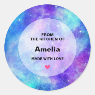 Paarse en Blauwe Galaxy Space Abstracte Keuken Ronde Sticker
