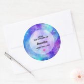 Paarse en Blauwe Galaxy Space Abstracte Keuken Ronde Sticker (Envelop)