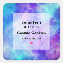 Paarse en Blauwe Galaxy Space Abstracte Keuken Vierkante Sticker