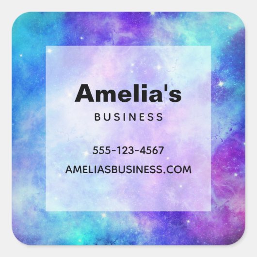Paarse en Blauwe Galaxy Space Abstracte Zaken Vierkante Sticker (Voorkant)