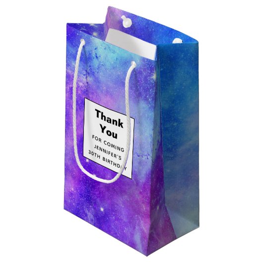 Paarse en Blauwe Galaxy Space Verjaardag Bedankt Klein Cadeauzakje (Voorkant Gekanteld)