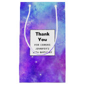 Paarse en Blauwe Galaxy Space Verjaardag Bedankt Klein Cadeauzakje (Voorkant)