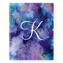 Paarse en Blauwe Galaxy Waterverf Initiaal Notitie