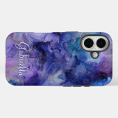 Paarse en Blauwe Galaxy Waterverf Naam Case-Mate iPhone Case (Achterkant (horizontaal))
