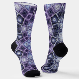 Paarse en blauwe geometrische caleidoscooppatroon sokken