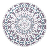 Paarse en blauwe geometrische mandala keramische knop (Voorkant)