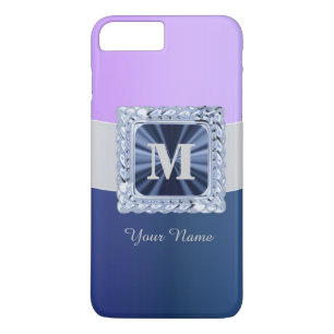 Paarse en blauwe gepersonaliseerde monogram 	iPhone 8/7 plus hoesje