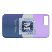 Paarse en blauwe gepersonaliseerde monogram Case-Mate iPhone case (Achterkant (Horizontaal))