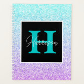 Paarse en blauwe Glitter Monogram Naam Gepersonali Planner (Voorkant)