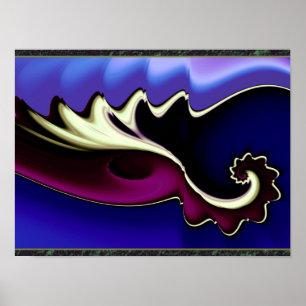 Paarse en blauwe golven poster