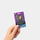 Paarse en blauwe gradiënt Foto en Logo badge (Handheld)