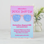 Paarse en Blauwe Gradiënt Tropische Pool Party Kaart (Staand voorkant)