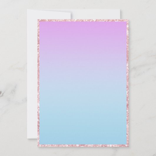 Paarse en Blauwe Gradiënt Tropische Pool Party Kaart (Achterkant)