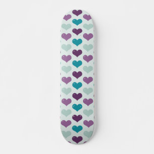 Paarse en blauwe harten skateboard