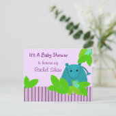 Paarse en blauwe Hippo-Baby shower Kaart (Staand voorkant)