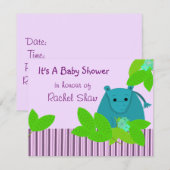 Paarse en blauwe Hippo-Baby shower Kaart (Voorkant / Achterkant)