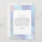 Paarse en blauwe holografische foto Afstuderen Bedankkaart (Achterkant)