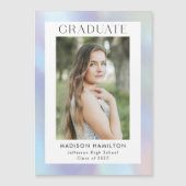 Paarse en blauwe holografische foto Afstuderen Magnetische Uitnodiging (Voorkant)