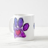 Paarse en Blauwe Hondenliefhebber Tekenende Waterv Koffiemok (Voorkant links)