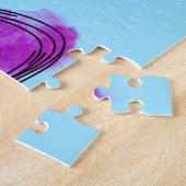 Paarse en Blauwe Hondenliefhebber Tekenende Waterv Legpuzzel (Zijkant)