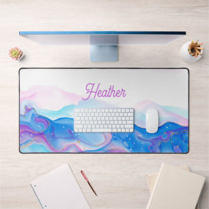 Paarse en Blauwe Inktwirls Gepersonaliseerd Bureaumat