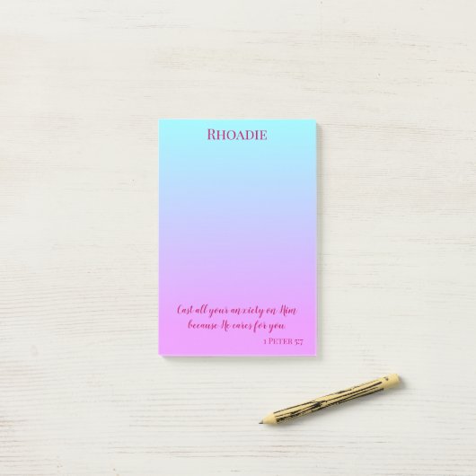 Paarse en Blauwe  Inspirerend Vrede Post-it® Notes (Op bureau)