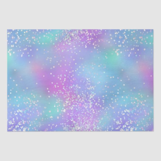 Paarse en blauwe Iridescent Holo Paint Spletters Tissuepapier (Voorkant)