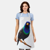 Paarse en Blauwe Iridiserende Vogel Schort (Gedragen)
