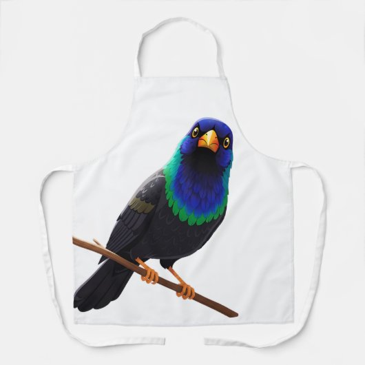 Paarse en Blauwe Iridiserende Vogel Schort (Voorkant)