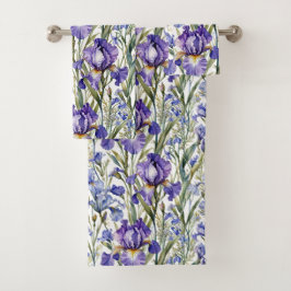 Paarse en blauwe iris bad handdoek