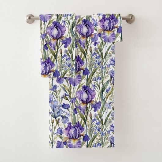 Paarse en blauwe iris bad handdoek (Insitu)