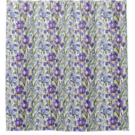 Paarse en blauwe iris douchegordijn