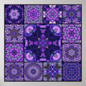 Paarse en blauwe Iris-ventilatorbenzine, mozaïekmo Poster (Voorkant)