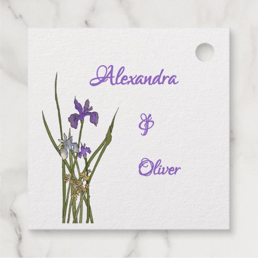Paarse en blauwe iris Waterverf bruiloft Bedankjes Labels (Achterkant)