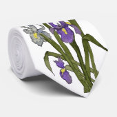 Paarse en blauwe iris Waterverf bruiloft Stropdas (Opgerold)