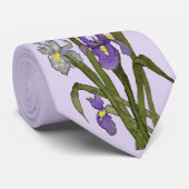Paarse en blauwe iris Waterverf bruiloft Stropdas (Opgerold)