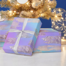 Paarse en Blauwe Iriserende en Roze Gouden Folie V Cadeaupapier