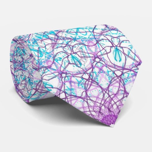 Paarse en blauwe kaleidoscoop stropdas (Opgerold)